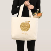 Personalisiert Teacher Gold Imitate Sequence Apple Jumbo Stoffbeutel (Vorderseite (Produkt))