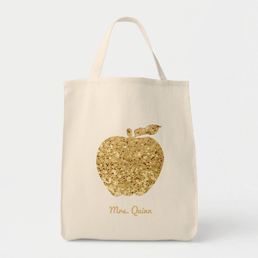 Personalisiert Teacher Gold Imitate Sequence Apple Jumbo Stoffbeutel (Vorne)