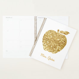 Personalisiert Teacher Gold Imitate Sequin Apple Planer