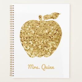 Personalisiert Teacher Gold Imitate Sequin Apple Planer