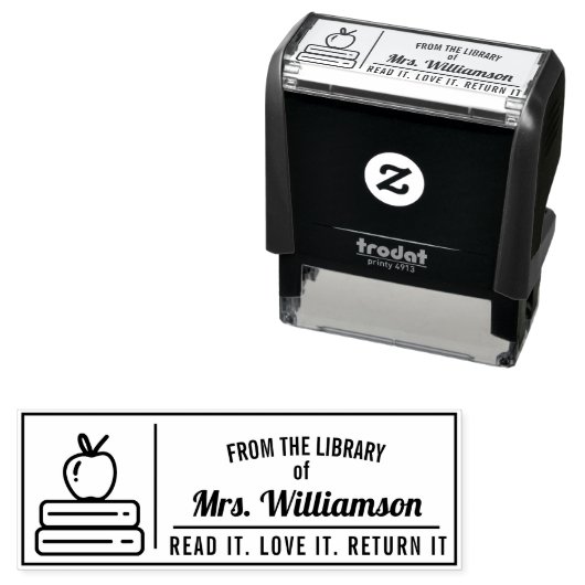 Personalisiert Teacher Library Colour Permastempel (Beispiel)