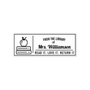 Personalisiert Teacher Library Colour Permastempel