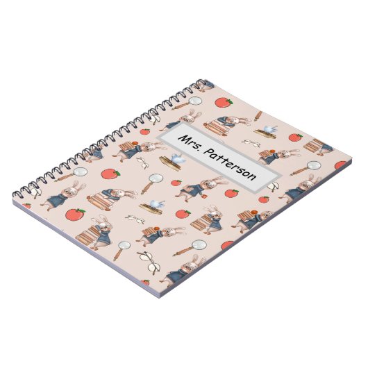 Personalisiert Teacher Name Rabbit Spiral Notebook Notizblock (Linke Seite)