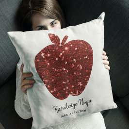Personalisiert Teacher Name Red Apple Imitats Glit Kissen
