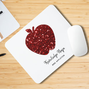 Personalisiert Teacher Name Red Apple Imitats Glit Mousepad