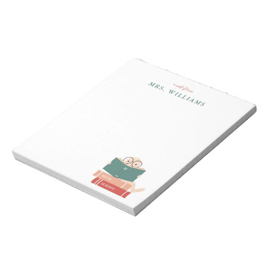 Personalisiert Teacher Notepad Bookworm Notizblock (Rotiert)