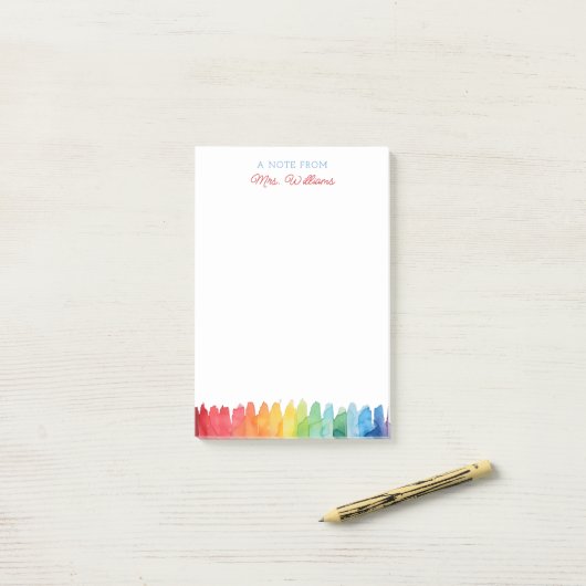 Personalisiert Teacher Notepad Regenbogenfarbe Post-it Klebezettel (Auf Schreibtisch)