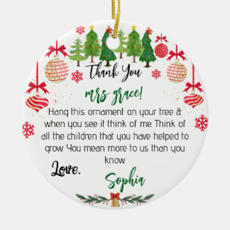 Personalisiert Teacher Ornament, Weihnachtsgeschen Keramik Ornament