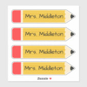 Personalisiert Teacher Pencils Aufkleber (Blatt)
