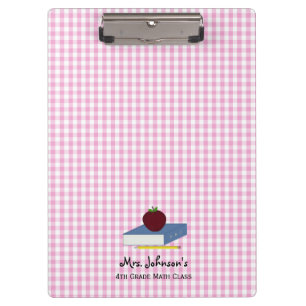 Personalisiert Teacher Pink Gingham Klemmbrett