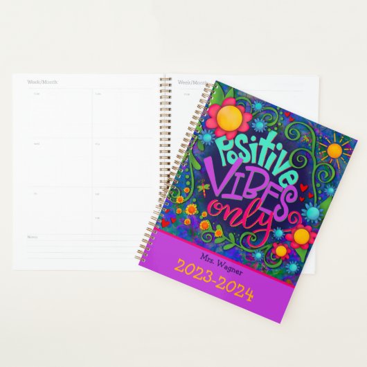 Personalisiert Teacher positive Vibes Fun Blume Planer (Anzeige)