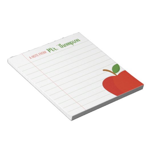 Personalisiert Teacher Red Apple Notepad Notizblock (angewinkelt)