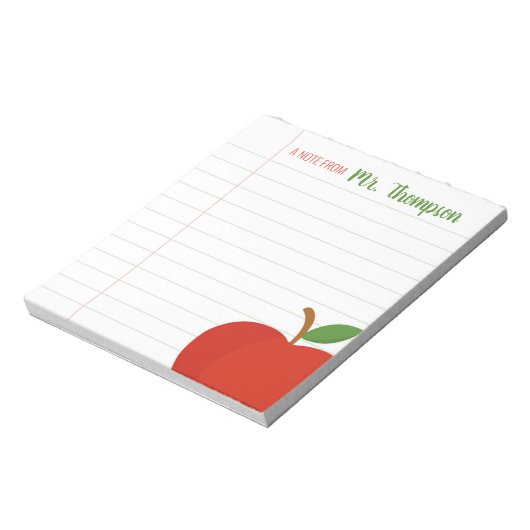 Personalisiert Teacher Red Apple Notepad Notizblock (Rotiert)