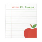 Personalisiert Teacher Red Apple Notepad Notizblock (Vorderseite)