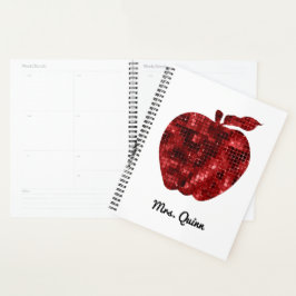 Personalisiert Teacher Red Imitate Sequin Apple Planer
