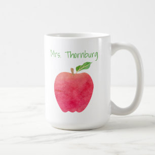 Personalisiert Teacher Red Watercolor Apple Lehrer Kaffeetasse