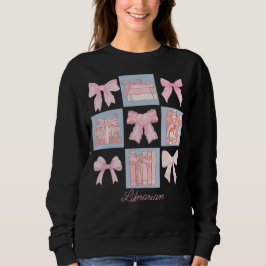 Personalisiert Teacher Rosa Coquette Bow & Book Sweatshirt