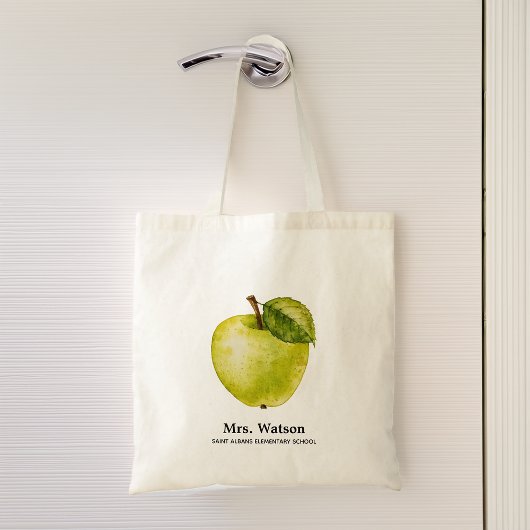 Personalisiert Teacher School Green Apple Tragetasche