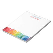 Personalisiert Teacher Watercolor Regenbogen Notizblock (Rotiert)