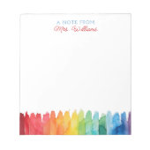 Personalisiert Teacher Watercolor Regenbogen Notizblock (Vorderseite)