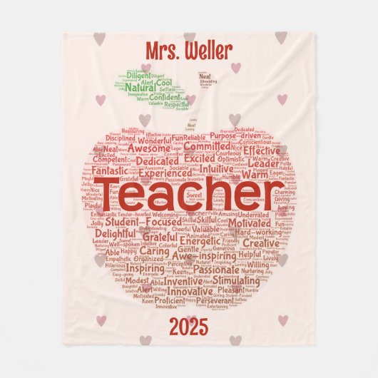 Personalisiert Teacher Word Art Applet Fleecedecke (Vorderseite)