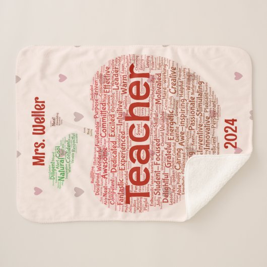Personalisiert Teacher Word Art Applet Sherpadecke (Vorderseite (Horizontal))