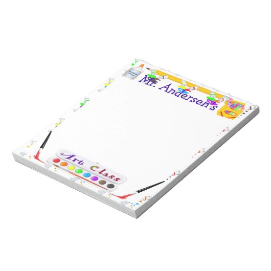Personalisiert Teachers Art Class Notepad Notizblock (Rotiert)