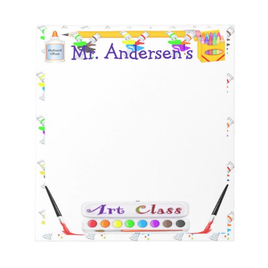 Personalisiert Teachers Art Class Notepad Notizblock (Vorderseite)