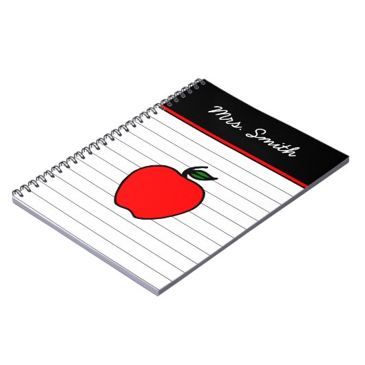 Personalisiert Teacher's Red Apple Notebook Gesche Notizblock (Linke Seite)