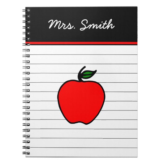 Personalisiert Teacher's Red Apple Notebook Gesche Notizblock (Vorderseite)