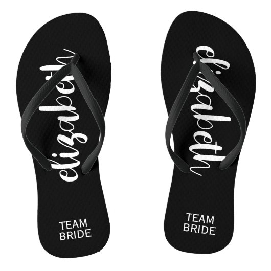 Personalisiert Team Bride Black Badesandalen (Fußbett)