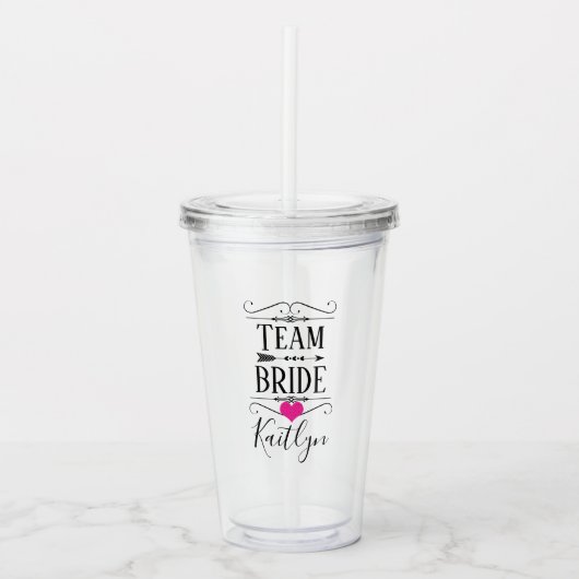 PERSONALISIERT TEAM BRIDE BRAUTPARTY TUMBLER ACRYLTRINKBECHER (Vorderseite)