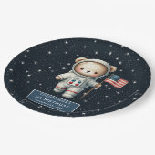 Personalisiert Teddy Astronaut Boy Party Plate Pappteller (Schrägansicht)