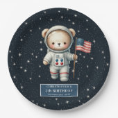 Personalisiert Teddy Astronaut Boy Party Plate Pappteller (Vorderseite)