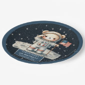 Personalisiert Teddy Astronaut Boy Party Plate Pappteller (Schrägansicht)