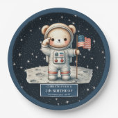 Personalisiert Teddy Astronaut Boy Party Plate Pappteller (Vorderseite)