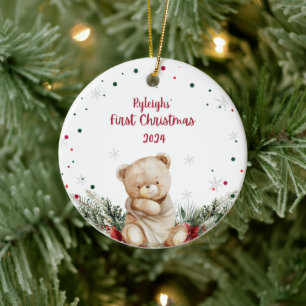 Personalisiert Teddy Bär Erste Weihnachtsfeier Keramik Ornament