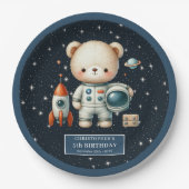 Personalisiert Teddy Bear Astronaut Baby Boy Pappteller (Vorderseite)