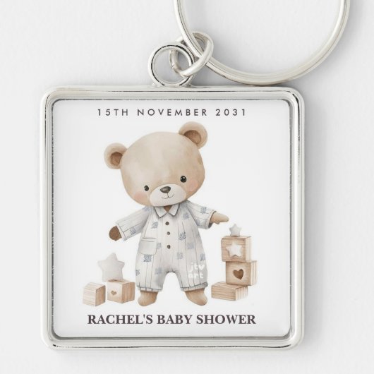 Personalisiert Teddy Bear Baby Dusche Schlüsselanh Schlüsselanhänger (Vorne)