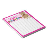 Personalisiert Teddy Bear Mitzvah Pink Notizblock (angewinkelt)