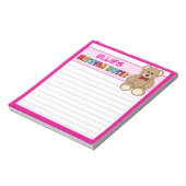 Personalisiert Teddy Bear Mitzvah Pink Notizblock (Rotiert)