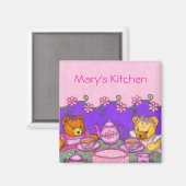 Personalisiert Teddy Bear Tee Party Magnet (Vorderseite/Rückseite)