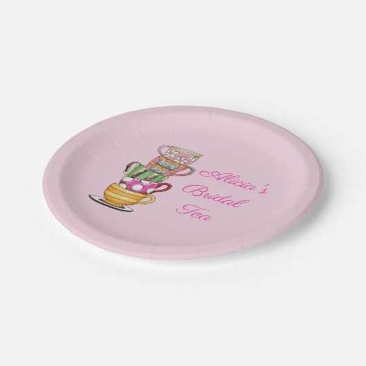 Personalisiert Tee Party Paper Tellers Brautparty Pappteller (Schrägansicht)