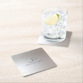 Personalisiert Template Gold Silver Monogram Rechteckiger Pappuntersetzer (Vor Ort)