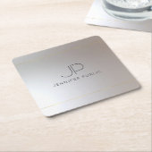 Personalisiert Template Gold Silver Monogram Rechteckiger Pappuntersetzer (angewinkelt)