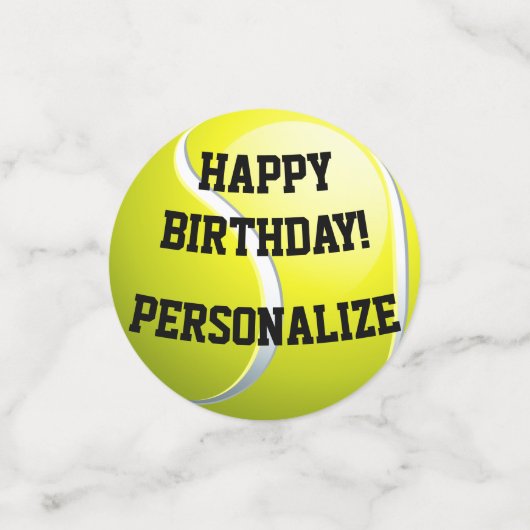 Personalisiert Tennis Ball Happy Birthday Confetti Konfetti (Klein Vorderseite)