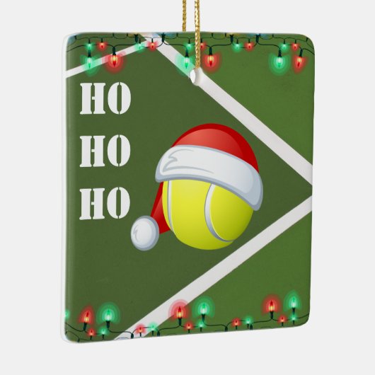 Personalisiert Tennis Ball Ho Ho Weihnachten Keramikornament (Rechts)