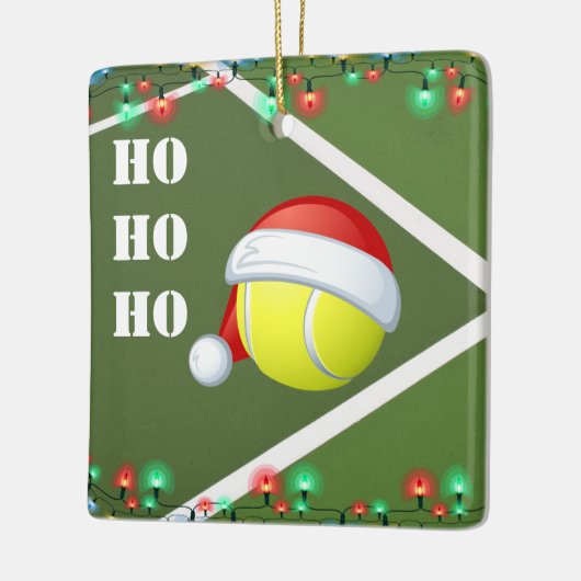 Personalisiert Tennis Ball Ho Ho Weihnachten Keramikornament (Links)