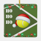 Personalisiert Tennis Ball Ho Ho Weihnachten Keramikornament (Vorderseite)