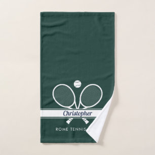 Personalisiert Tennis Club Name Dunkelgrün Handtuch
